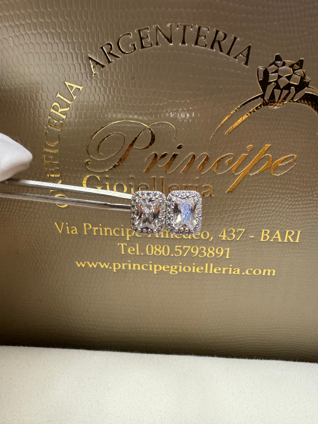 Orecchini argento 925 taglio smeraldo