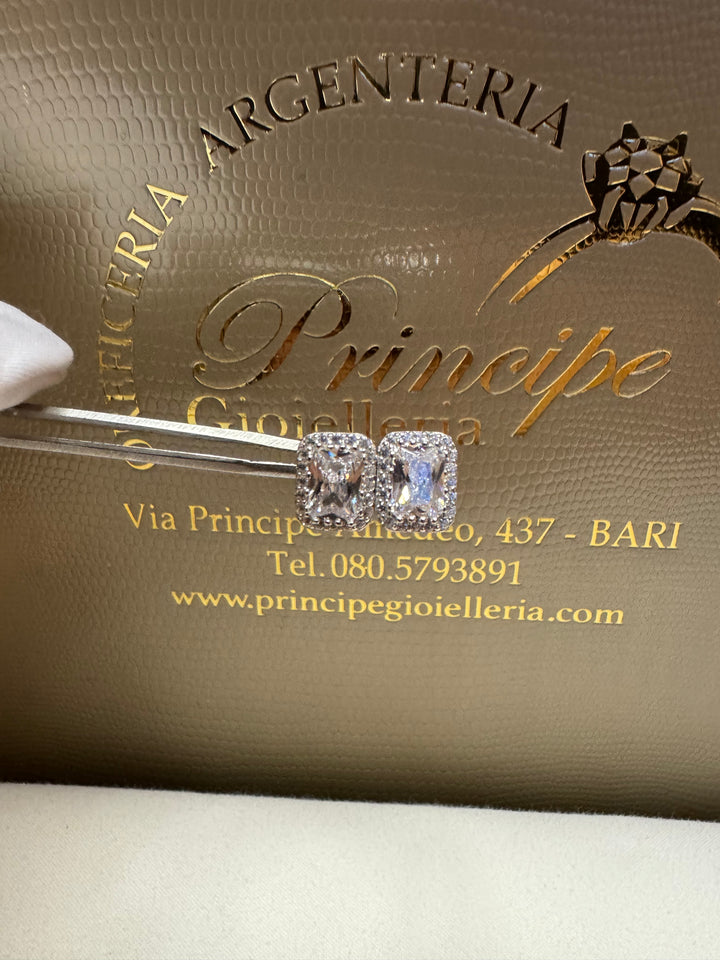 Orecchini argento 925 taglio smeraldo