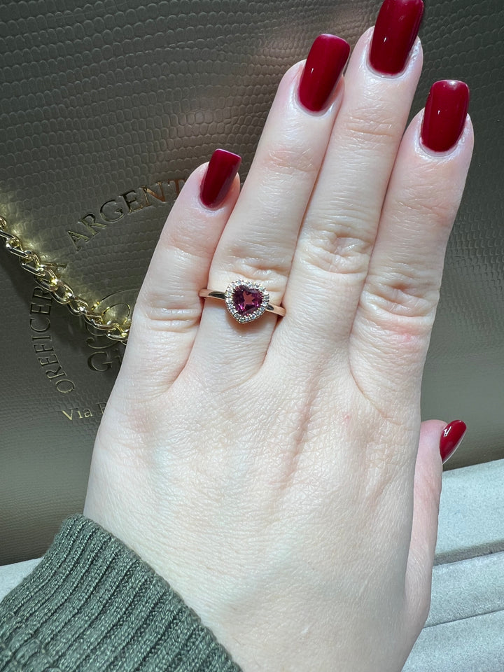 Anello topazio rosa cuore comete