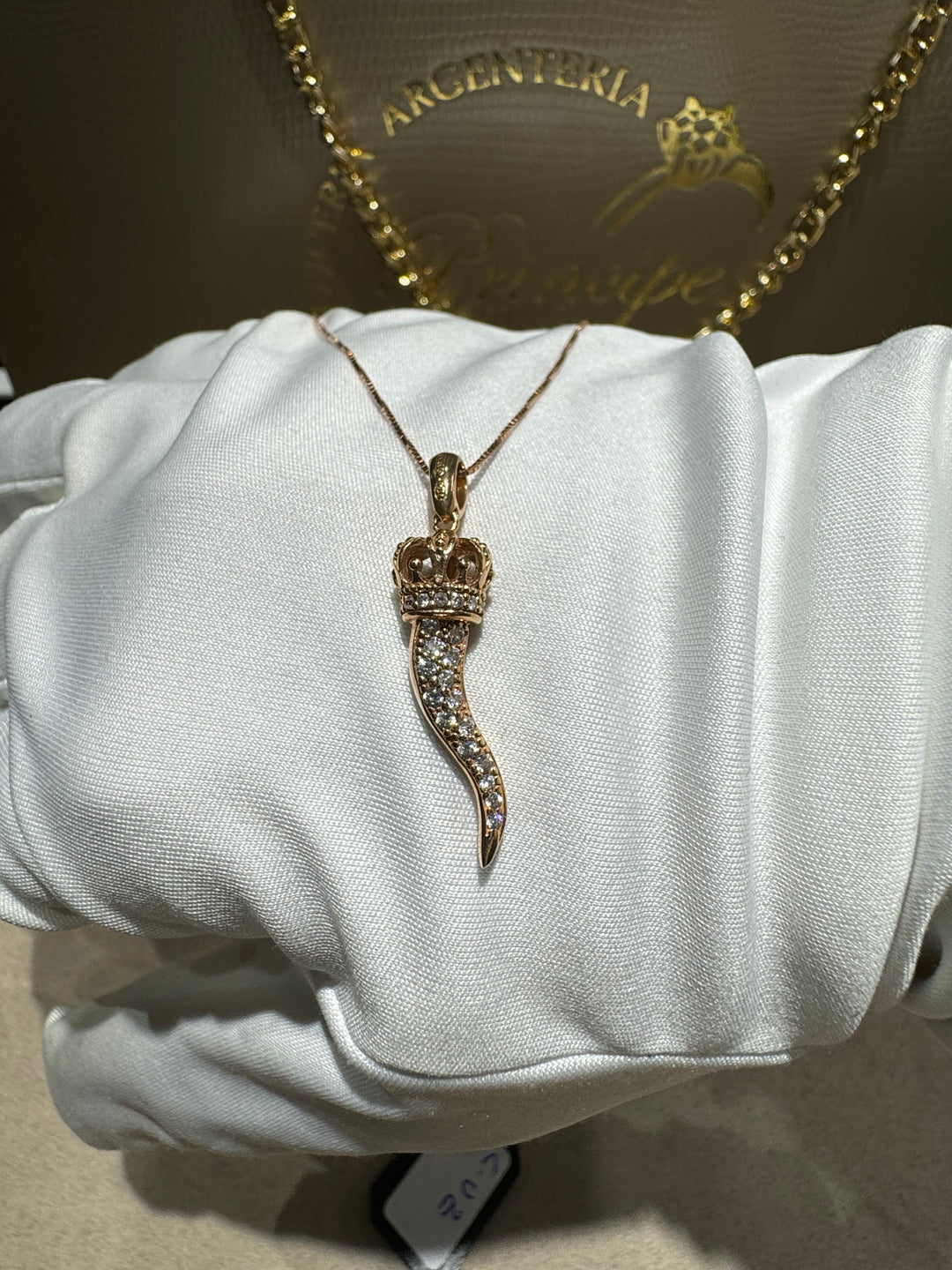 Collana corno oro rosa