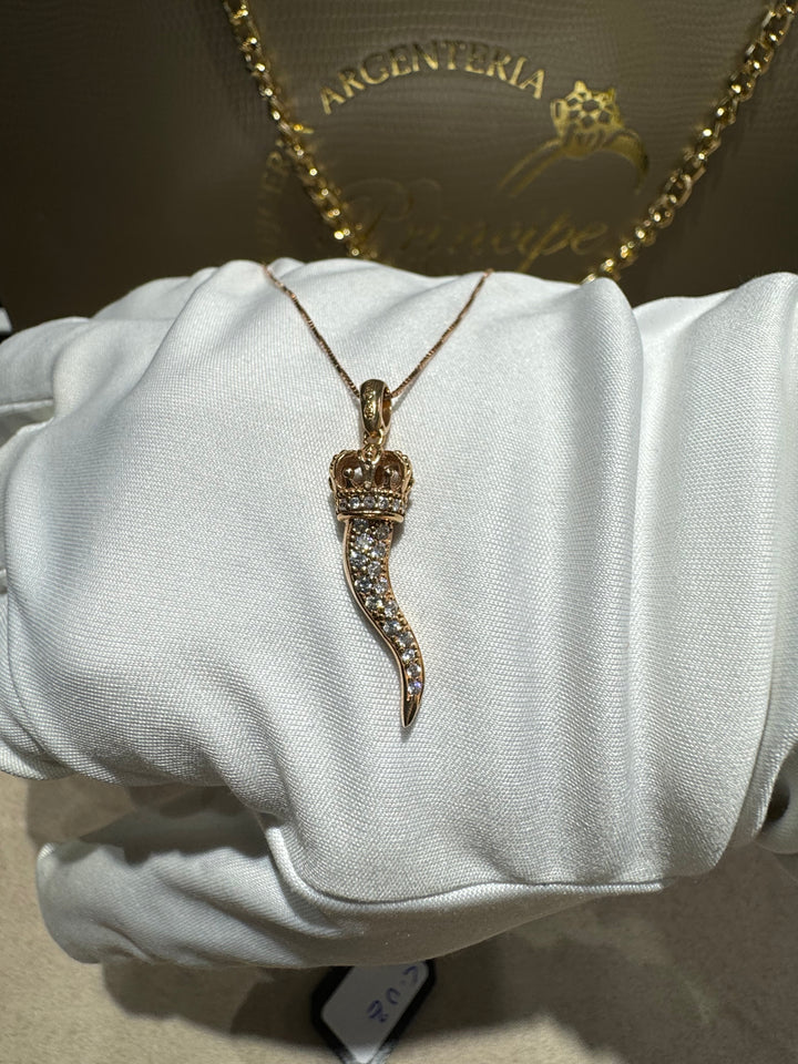 Collana corno oro rosa
