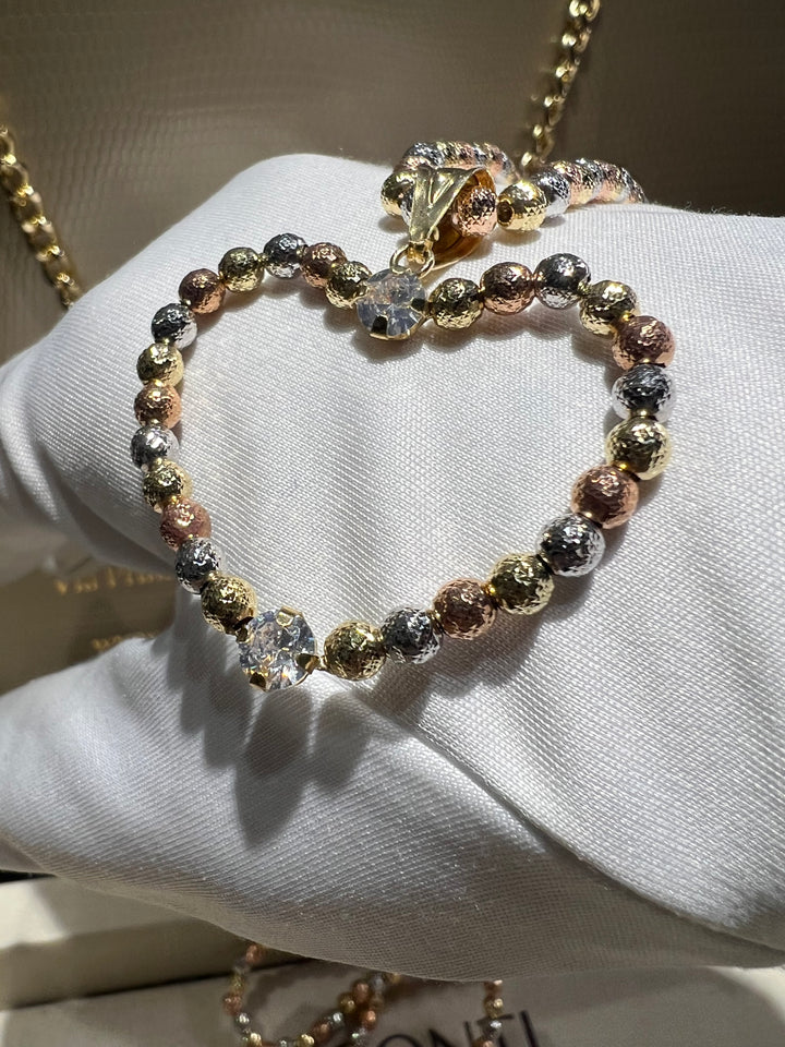 Collana cuore sfere diamantate 3 colori