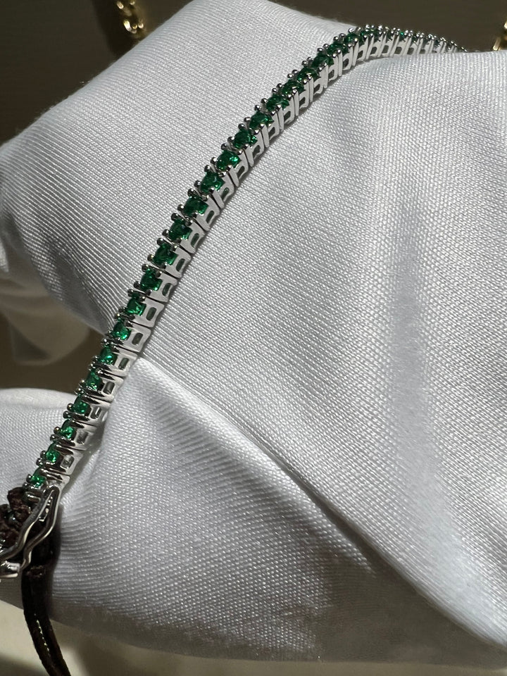 Bracciale Tennis verde argento comete