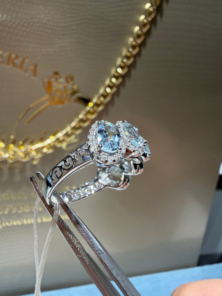 Anello Veretta Acquamarina Comete