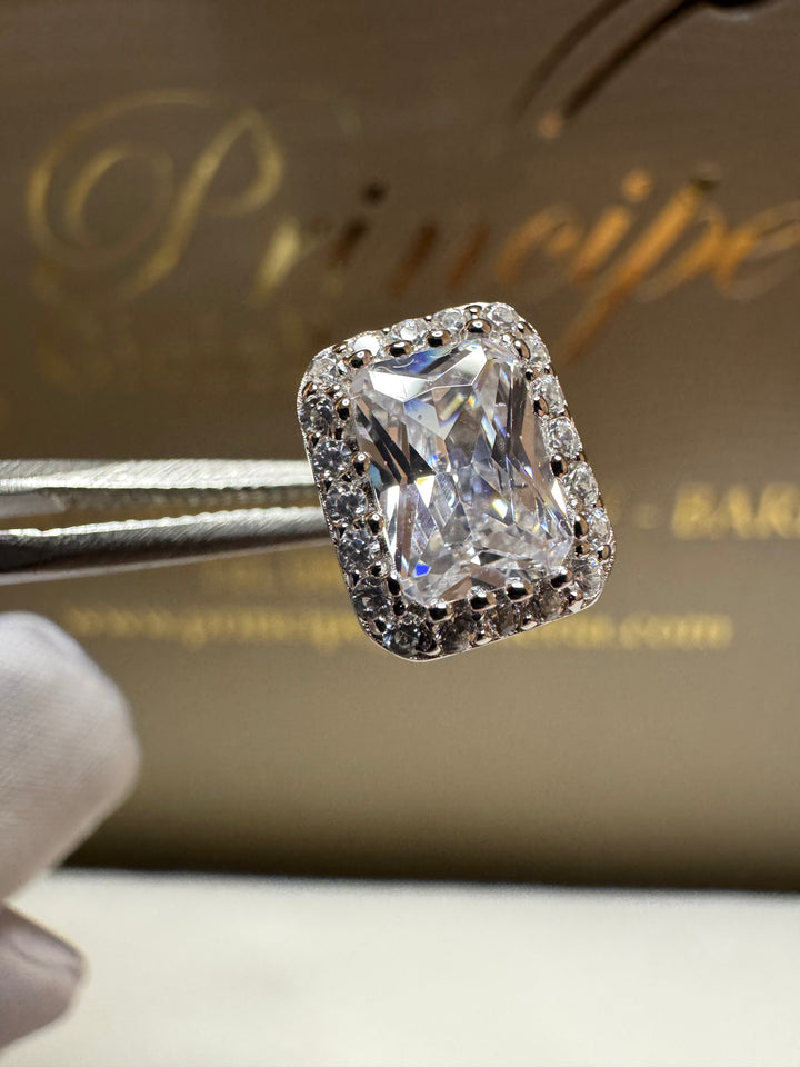 Orecchini argento 925 taglio smeraldo