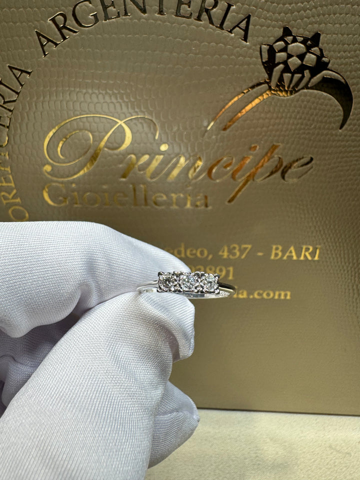 Anello 3 pietre oro 18kt Comete💫