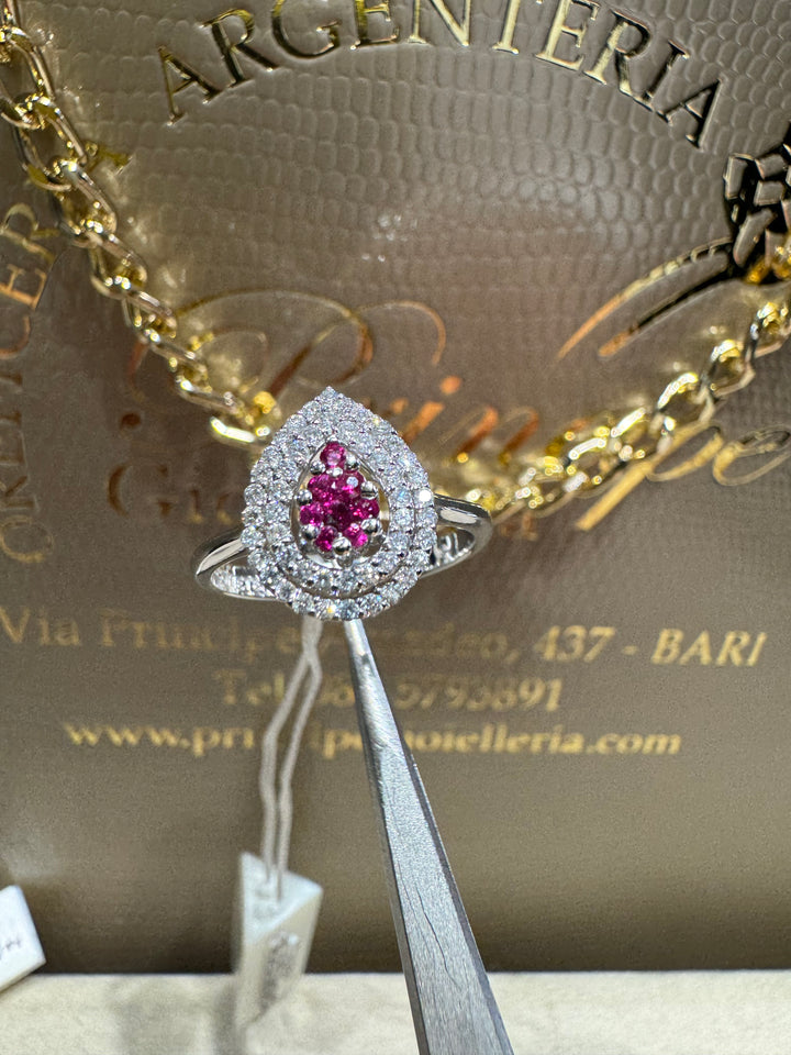 Anello Comete goccia Rubino