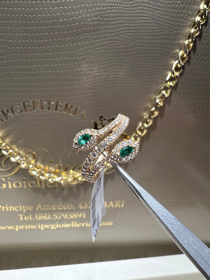 Anello contrariè smeraldi Crivelli