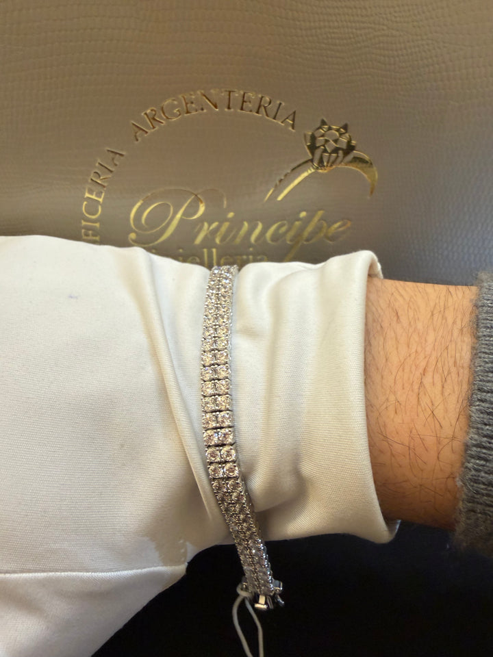 Bracciale argento doppio Tennis Comete