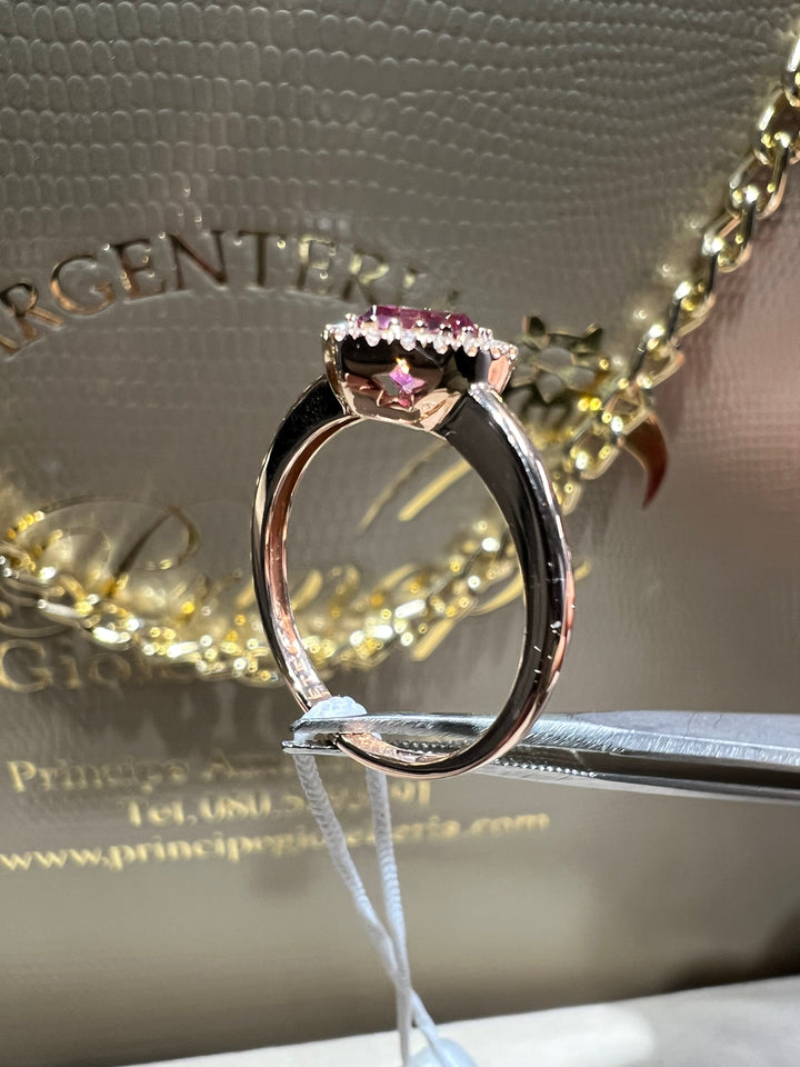 Anello topazio rosa cuore comete