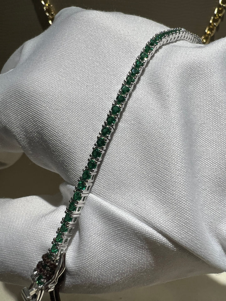 Bracciale Tennis verde argento comete