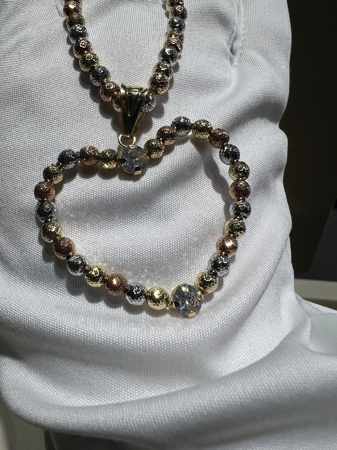 Collana cuore sfere diamantate 3 colori