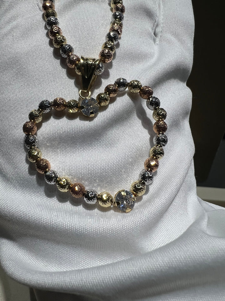 Collana cuore sfere diamantate 3 colori