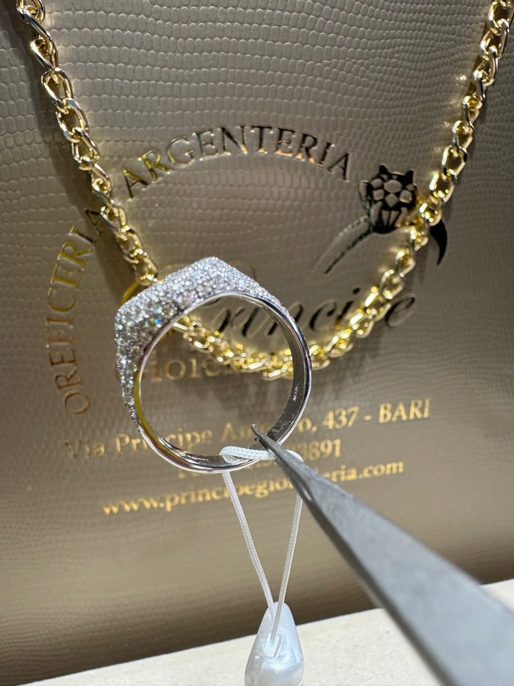 Anello a scudo pavè Visconti