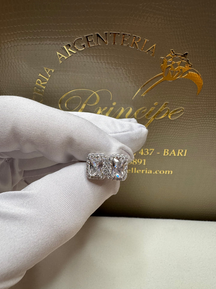 Orecchini argento 925 taglio smeraldo
