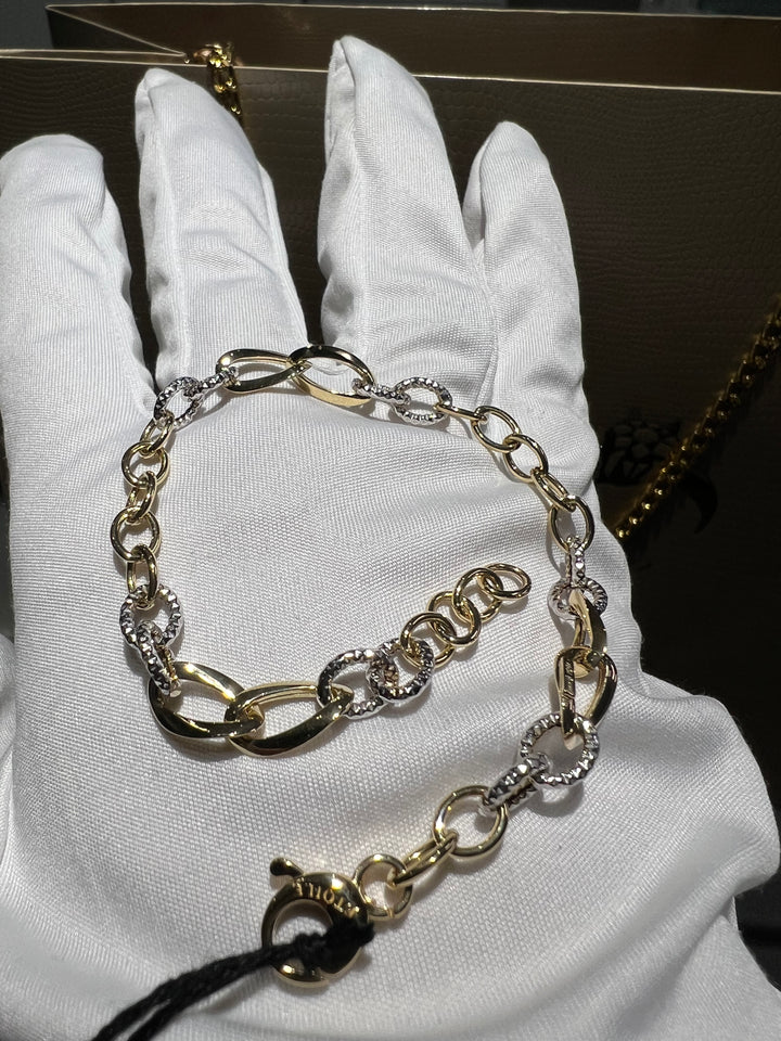 Bracciale bicolore catena oro