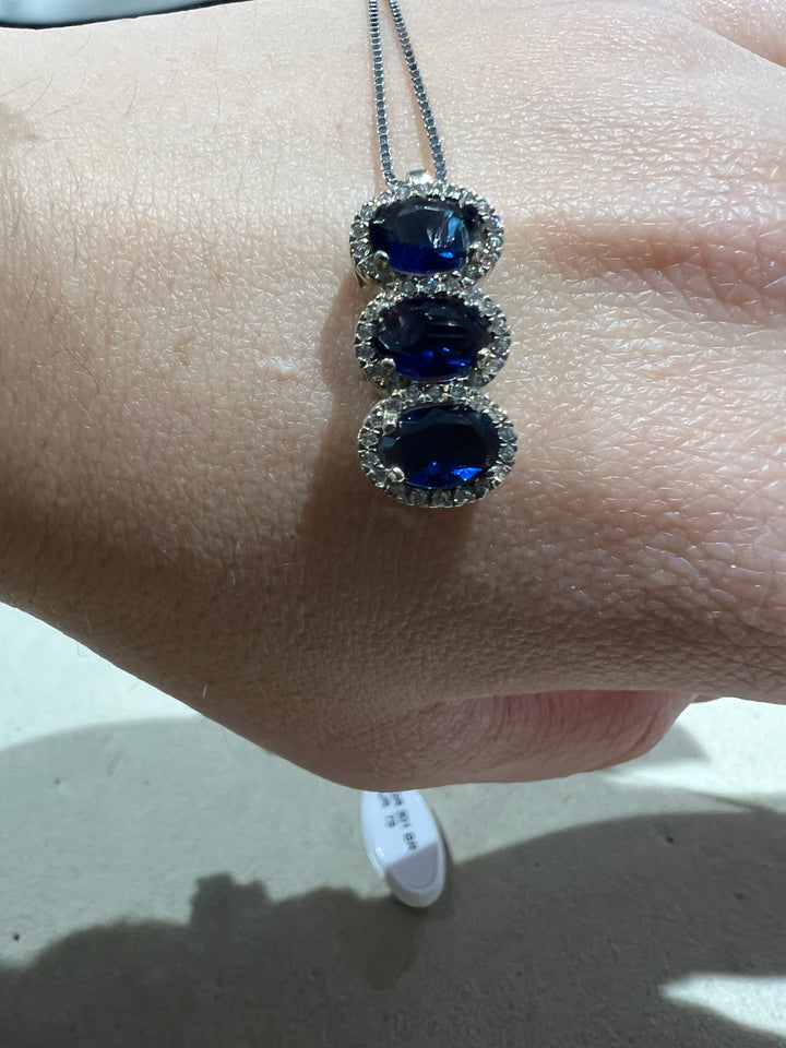 Collana argento blu