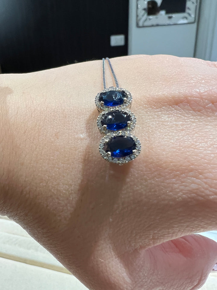 Collana argento blu