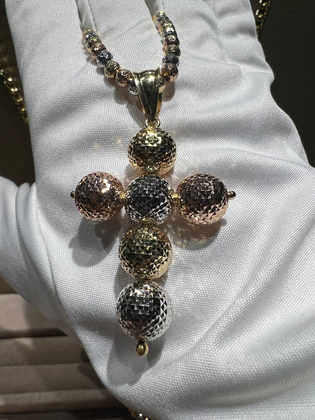 Collana croce 3 colori grande