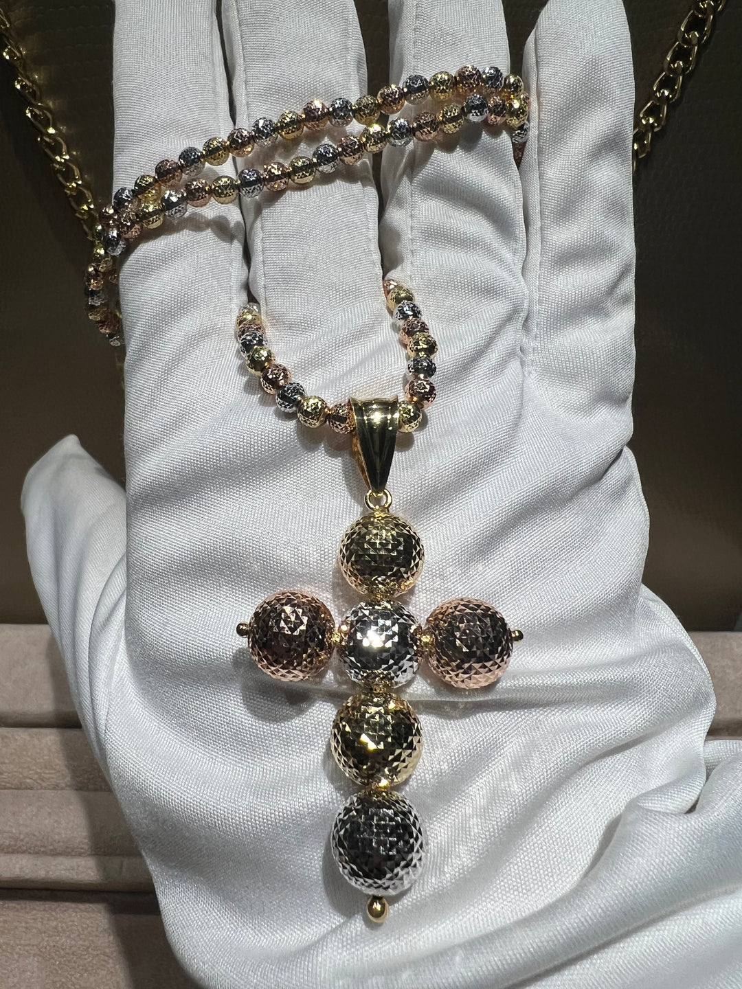 Collana croce 3 colori grande