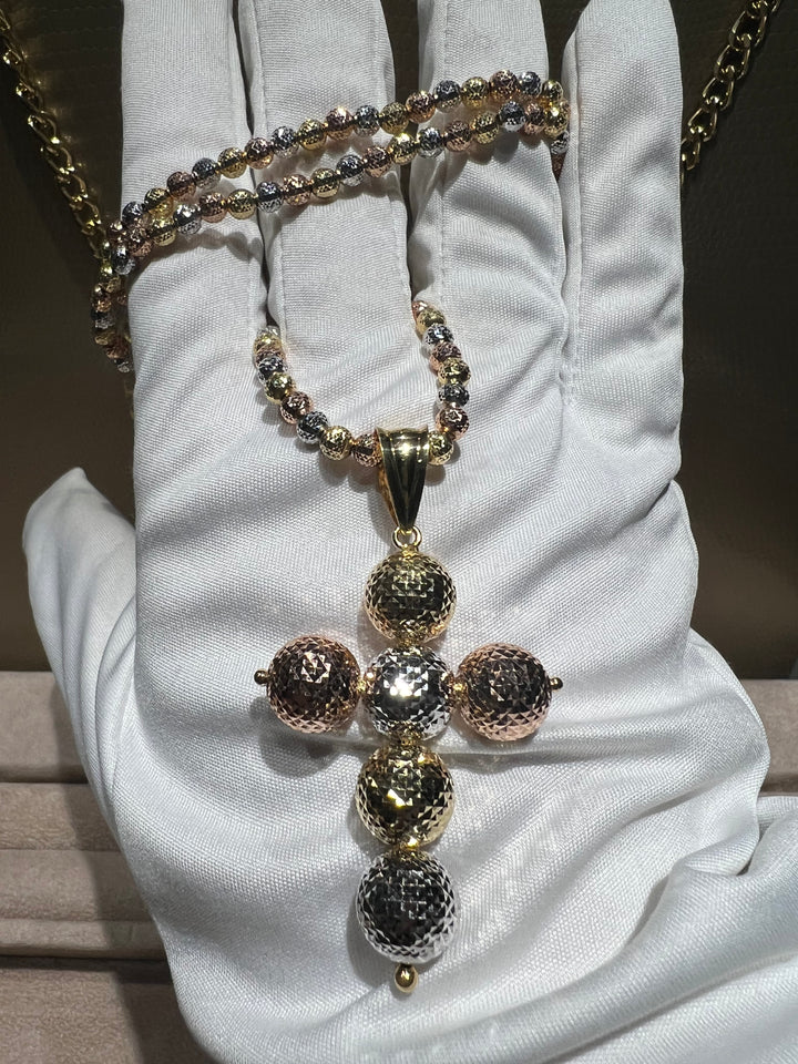 Collana croce 3 colori grande