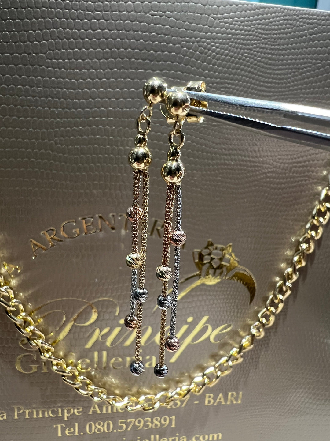 Orecchini tre colori pendenti