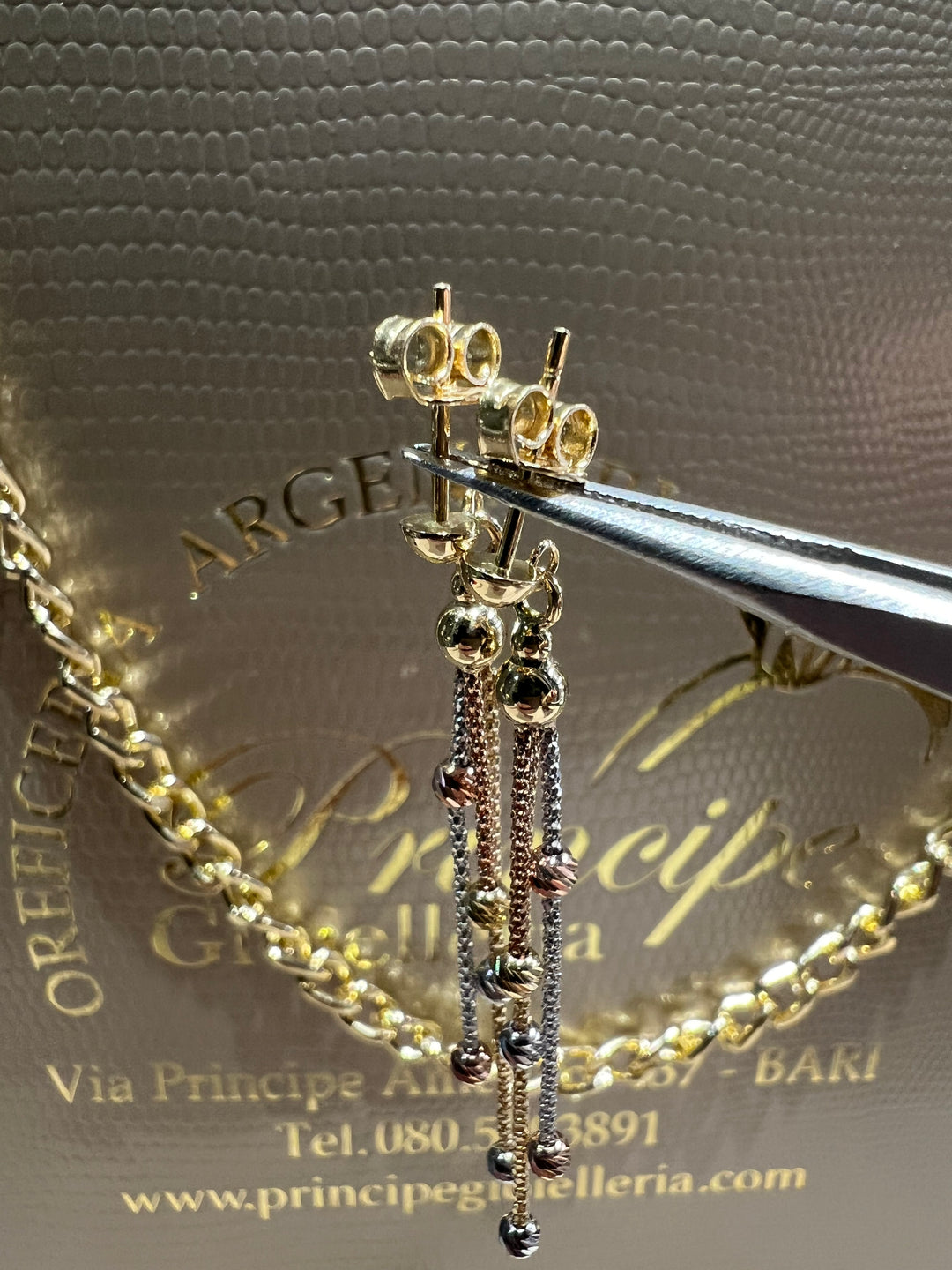 Orecchini tre colori pendenti