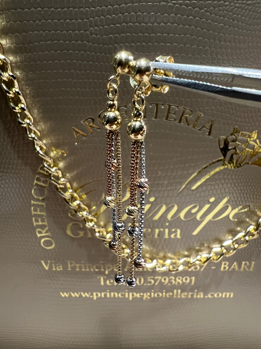 Orecchini tre colori pendenti