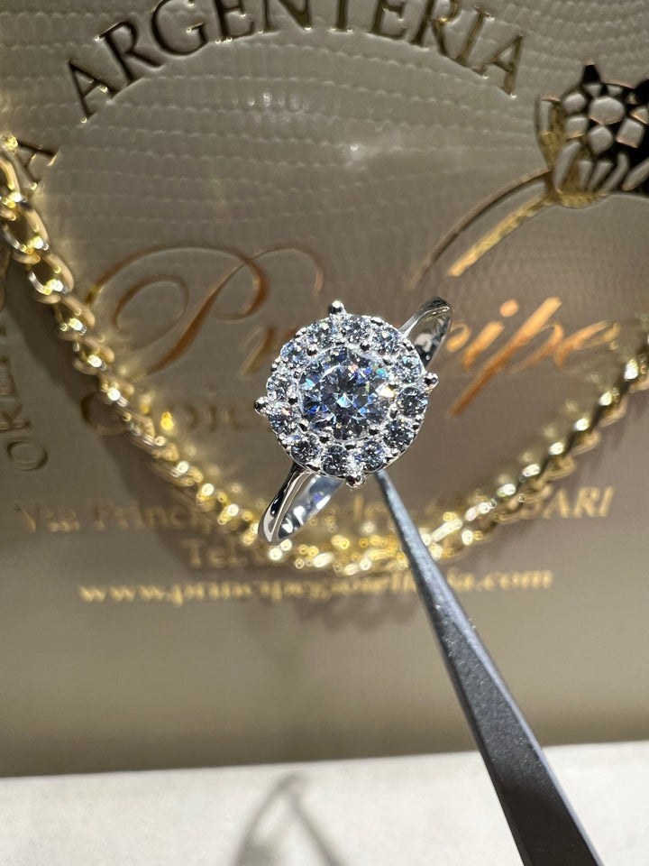 Anello Solitario basket oro