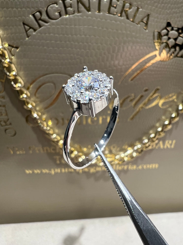 Anello Solitario basket oro