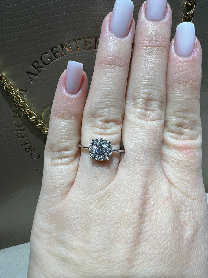 Anello Solitario basket oro