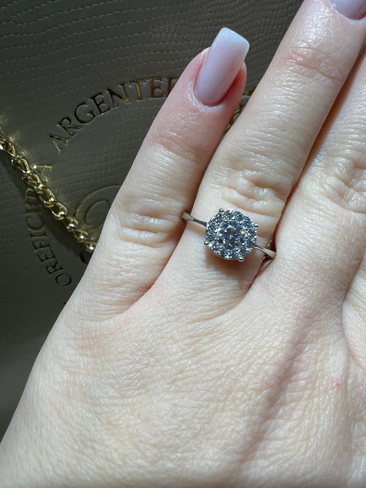 Anello Solitario basket oro