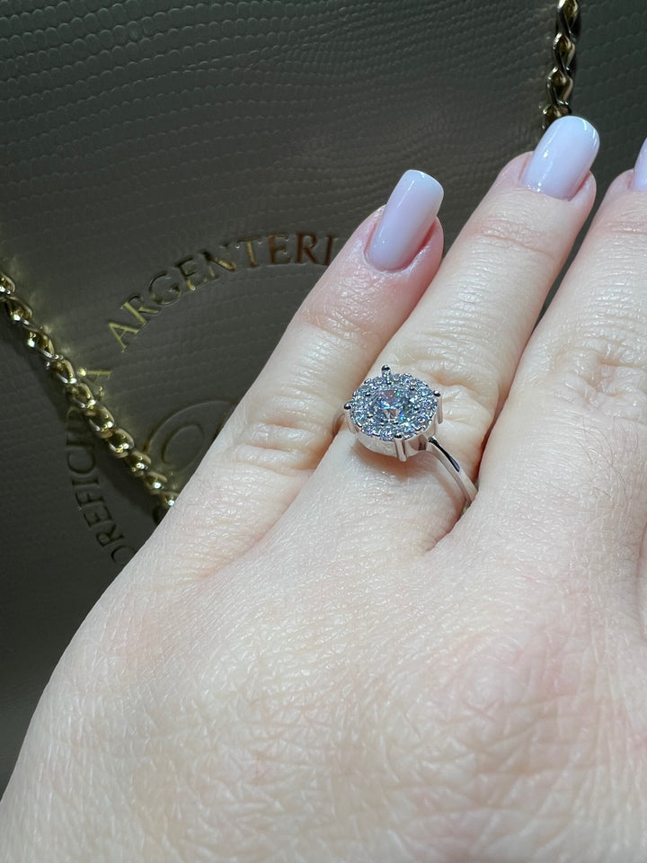 Anello Solitario basket oro