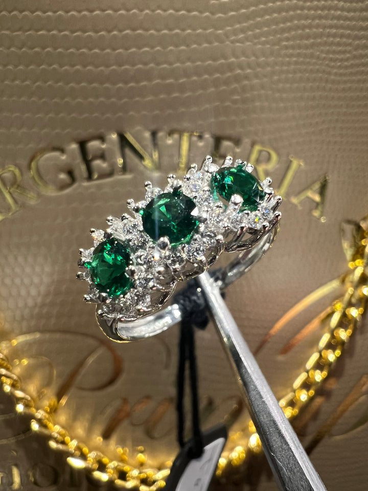 Anello trilogy Margherita verde oro