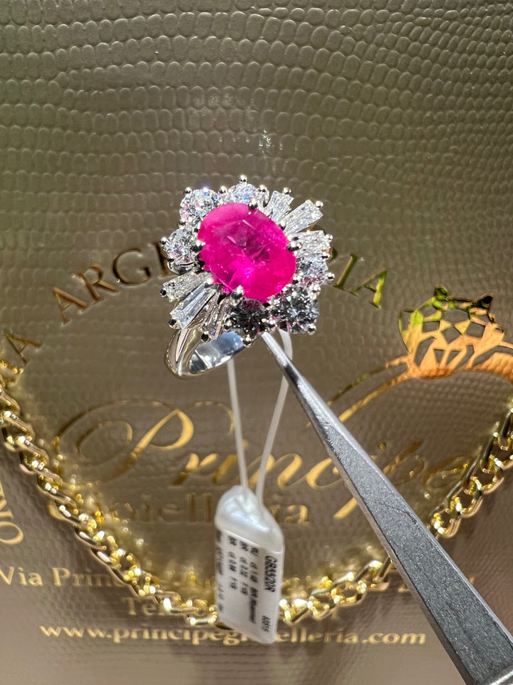 Anello Margherita rubino con baguette