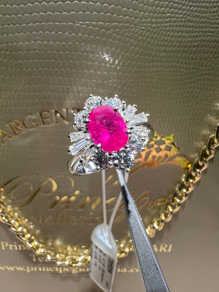 Anello Margherita rubino con baguette