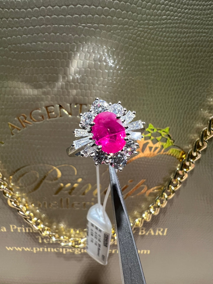 Anello Margherita rubino con baguette