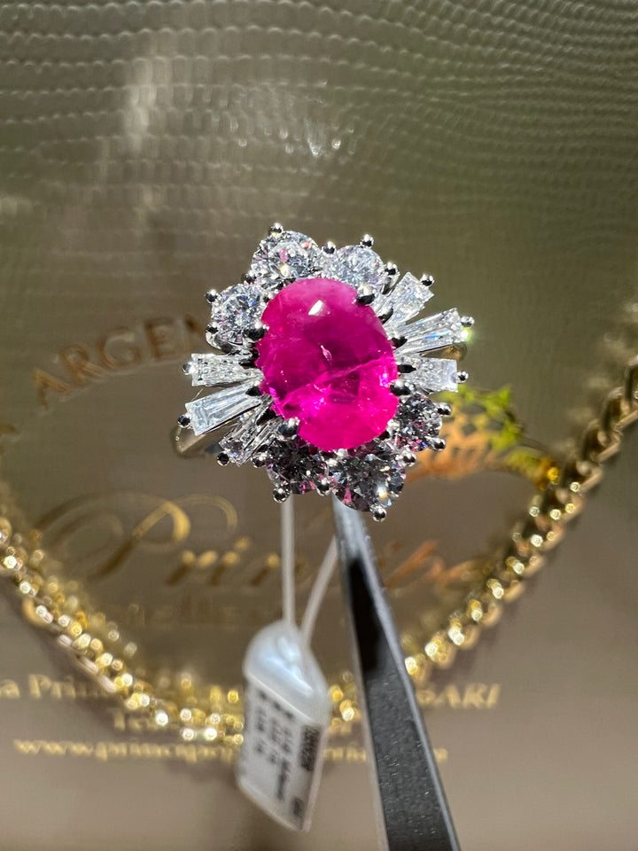 Anello Margherita rubino con baguette