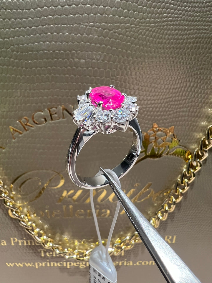Anello Margherita rubino con baguette