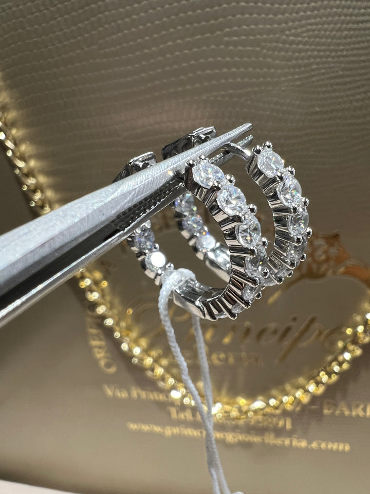 Orecchini cerchi argento comete