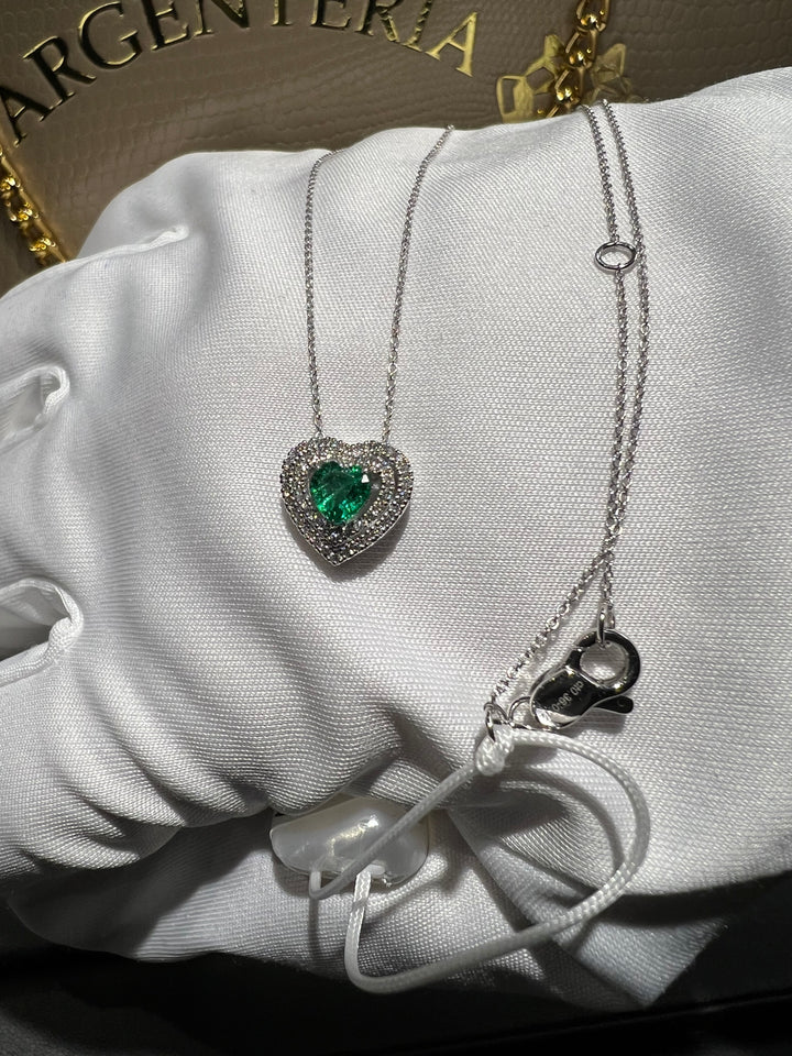 Collana doppio contorno smeraldo e diamanti Visconti