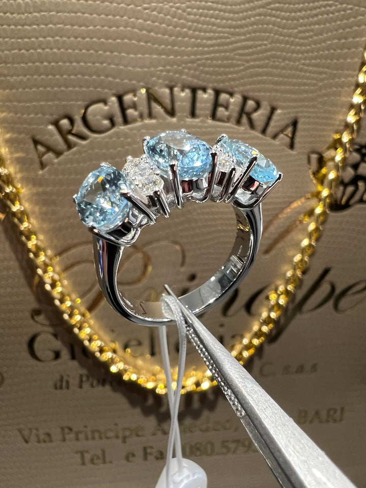 Anello acquamarina e diamanti Visconti