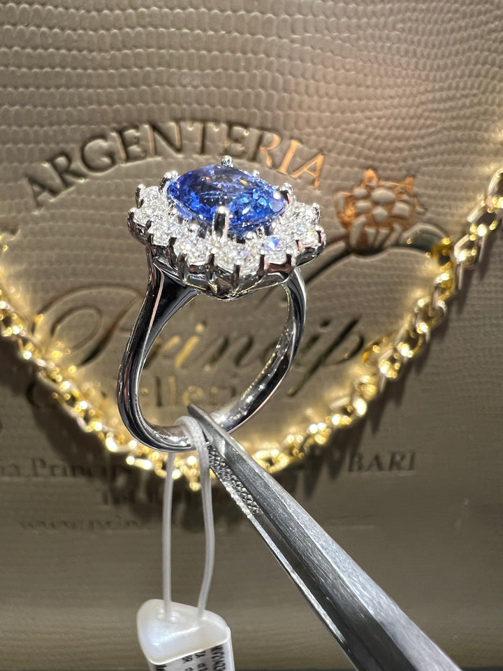 Anello kate gigante zaffiro e diamanti Mirco Visconti