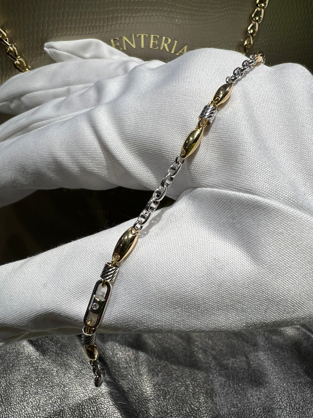 Bracciale bicolore con diamante Zancan