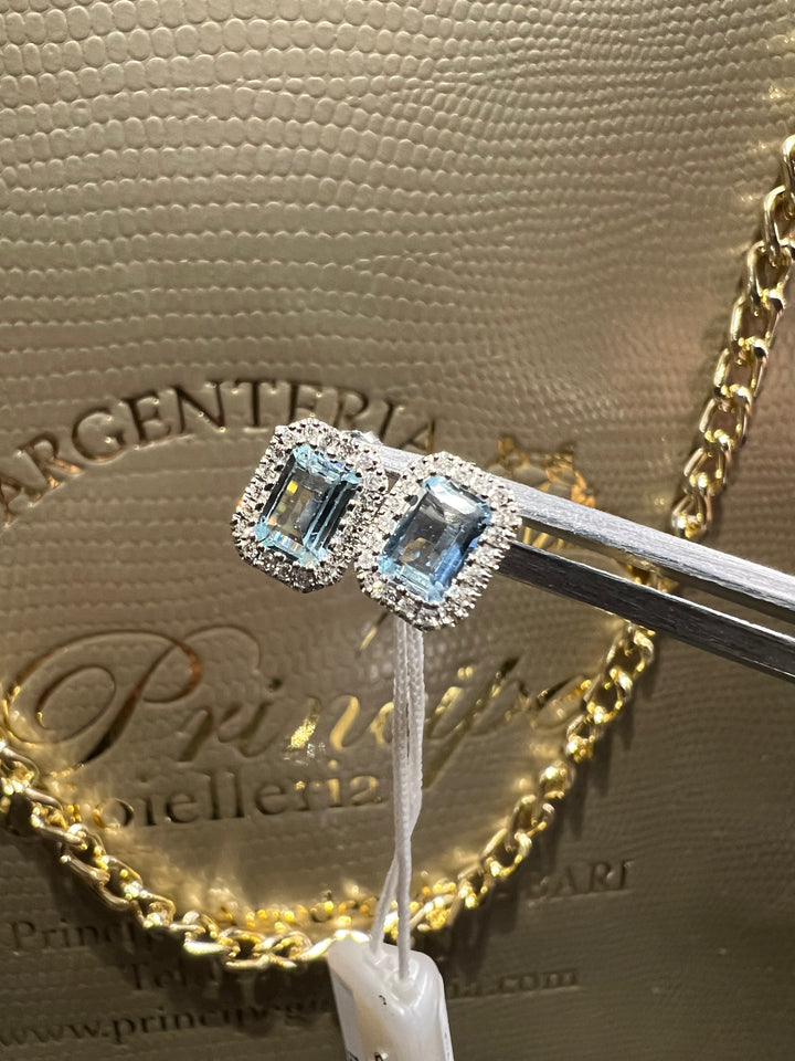 Orecchini acquamarina taglio smeraldo 1. 06 ct