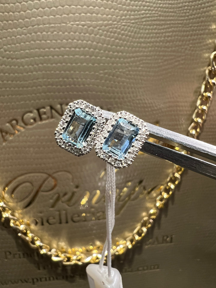 Orecchini acquamarina taglio smeraldo 1. 06 ct