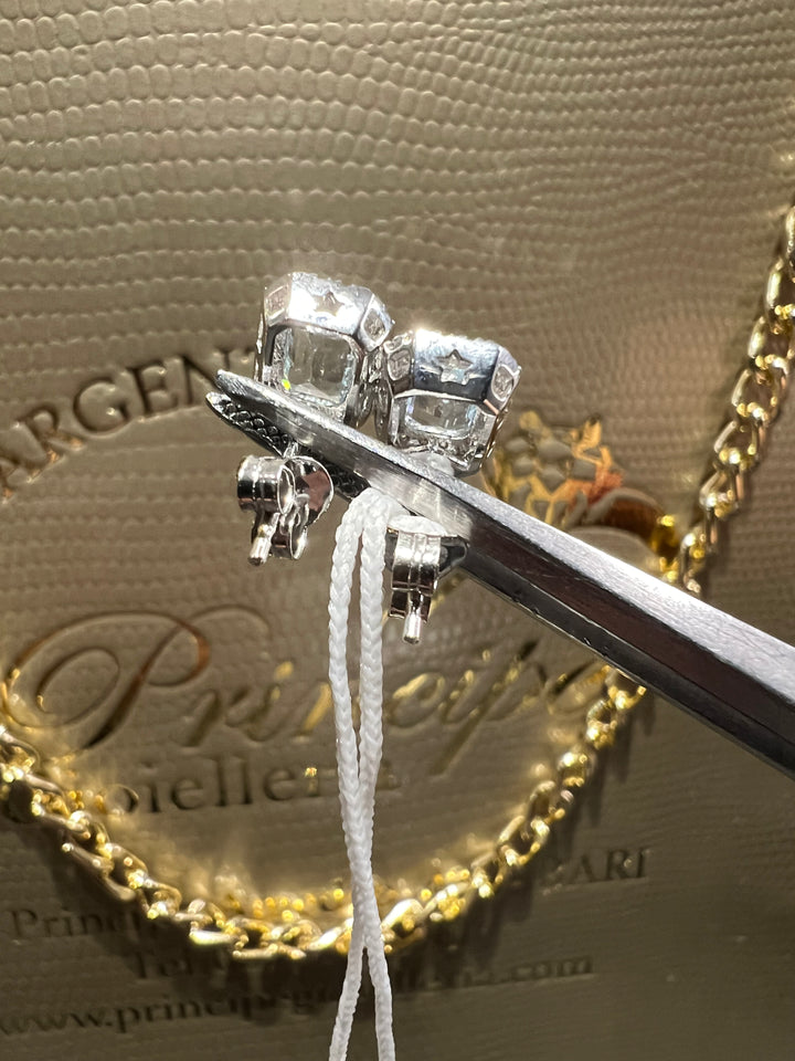 Orecchini acquamarina taglio smeraldo 1. 06 ct