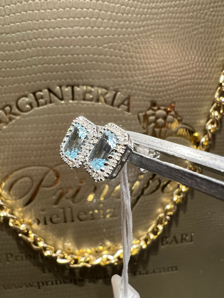 Orecchini acquamarina taglio smeraldo 1. 06 ct