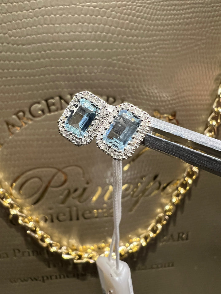 Orecchini acquamarina taglio smeraldo 1. 06 ct