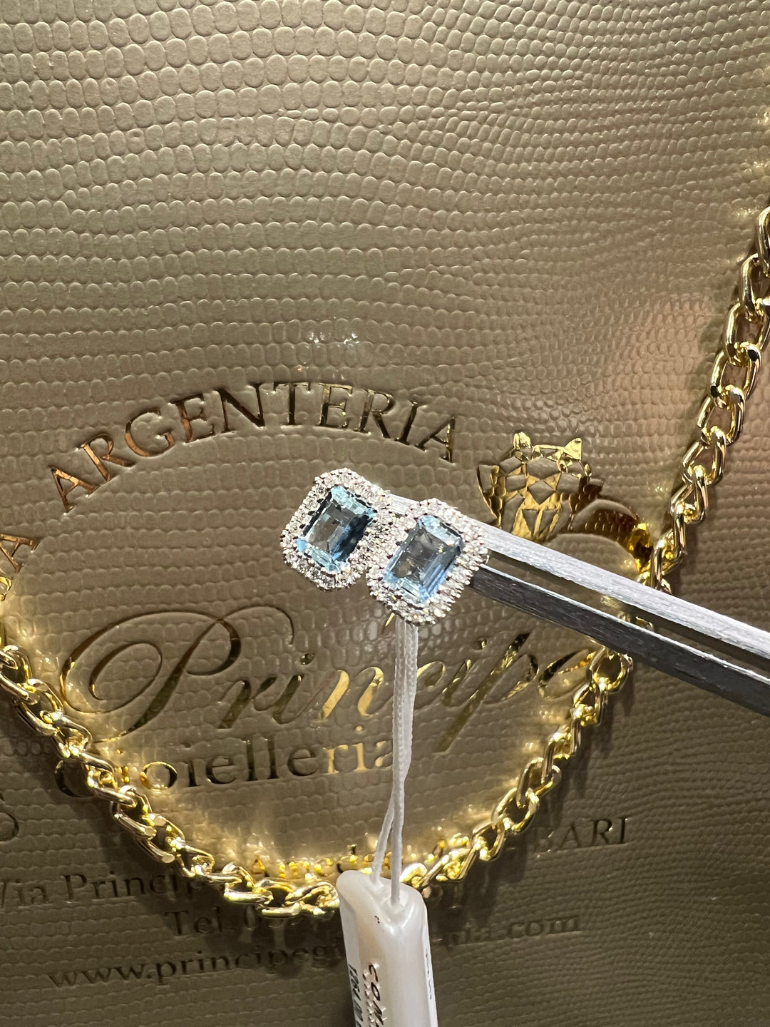 Orecchini acquamarina taglio smeraldo 1. 06 ct